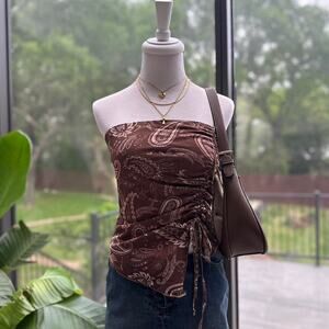 Almost Famous Brown Paisley Tube Top